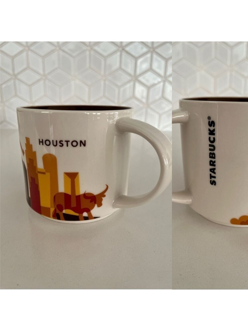 STARBUCKS Houston 2015 You Are Here Series Collector 14 oz Horseshoe Cowboy Hat